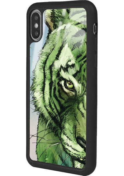 iPhone Xs Green Kaplan Tasarımlı Glossy Telefon Kılıfı