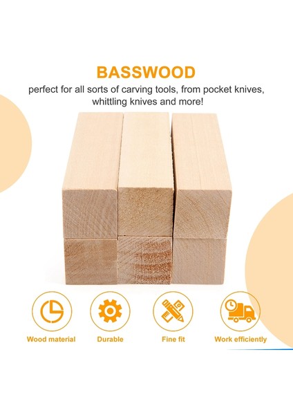 6pcs Basswood Carving Blocks For Wood Beginners Carving Hobby Kit Dıy Carving H (Yurt Dışından)