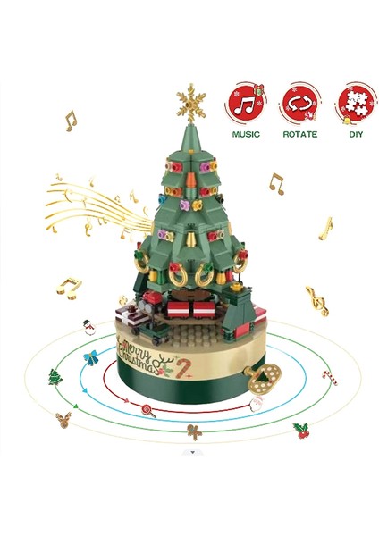 Christmas Tree Brick Music Box, Christmas Tree Music Box, Dıy Christmas Tree Building Block Music Box (Yurt Dışından)