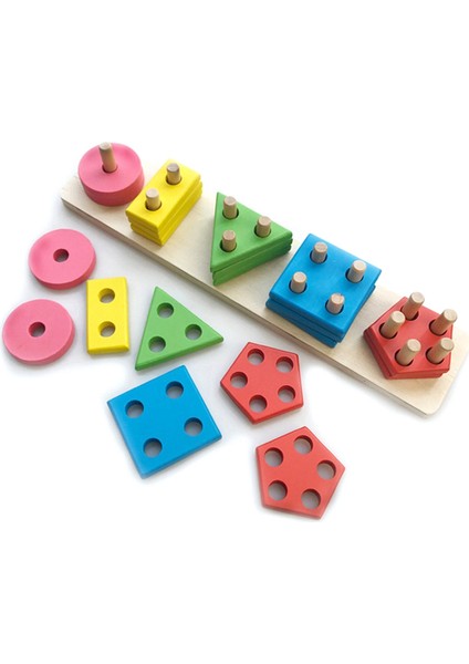 Wooden Blocks Toy For Toddlers 1-3 Years, Non-Toxic Shape And Size Sorting Activity Puzzle (Yurt Dışından)