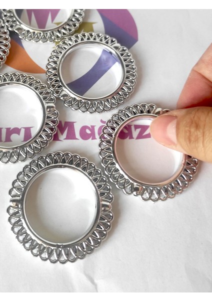12 Adet Dudu Plastik Peçete Yüzüğü Gümüş - Halka 5 cm - Peçete Halkası fırsatları