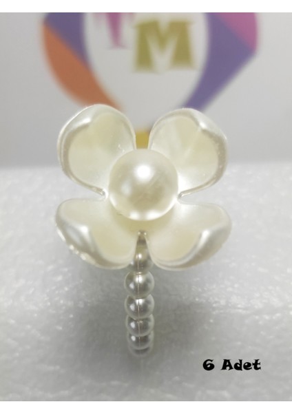 6 Adet Incili Lotus Plastik Peçete Yüzüğü - Halka 4 cm - Lüks Peçete Halkası