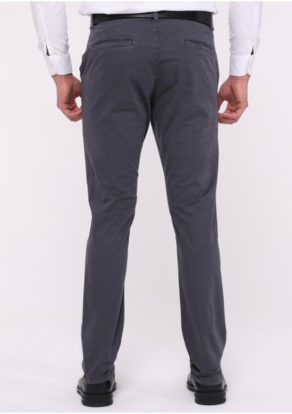 Erkek Gri Likralı Yüksek Bel Regular Fit Bol Kesim Yandan Cepli Chino Klasik Pantolon C336CHN fırsatları