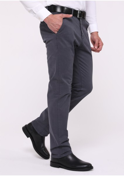 Erkek Gri Likralı Yüksek Bel Regular Fit Bol Kesim Yandan Cepli Chino Klasik Pantolon C336CHN indirimleri