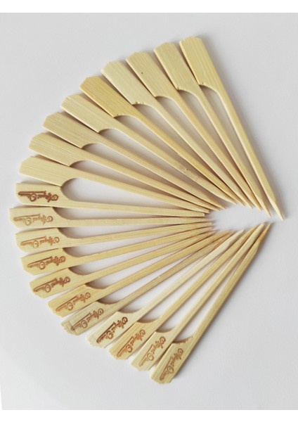 100 Adet Bambu Yassı Çöp Şiş 9 cm - Afiyet Olsun Yazılı Kanepe Kürdanı - Kalınlık: 3 mm fırsatları