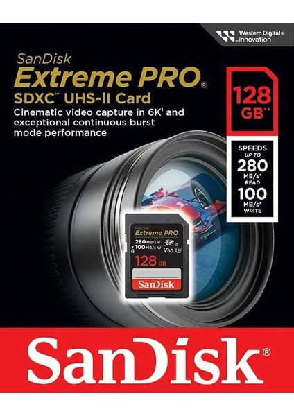 Extreme Pro 128GB SDSDXEP-128G-GN4IN 280MB/S Uhs-Iı Sdxc 6k-4k UHD Hafıza Kartı