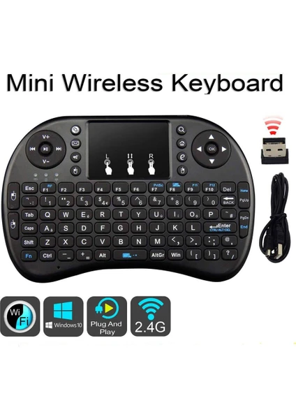 Ata Elektronik Mini Keyboard Ri I8 Air Smart Tv Uyumlu Işıklı Mini Klavye Dokunmatik Mouse Keyboard Mini Keyboard Ri I8 Air Smart Tv Işıklı Mini Klavye Dokunmatik Mouse   Şarj Edilebilir  Bataryalı