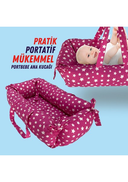 Portbebe Ana Kucağı, Puset Bebek Taşıma Çantası Kundağı Pembe 50x70 cm