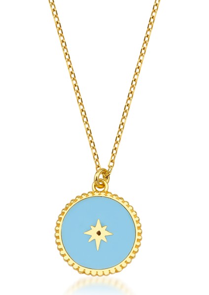 0.015 Karat Pırlantalı Kuzey Yıldızı Madalyon Kolye KRS-N124-14GNZ