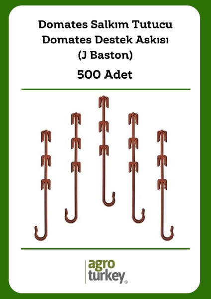 Agro Turkey | Sera Için Domates Salkım Tutucu (J Baston) - Destek Askısı - 500 Adet - 12 cm