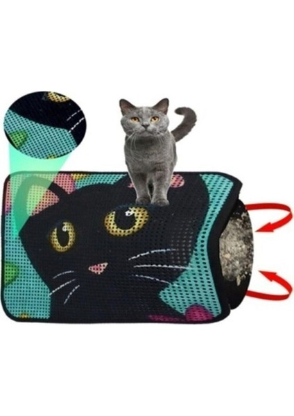 Renkli Desenli Elekli Kedi Tuvalet Önü Paspası 60 x 45 cm fiyatları