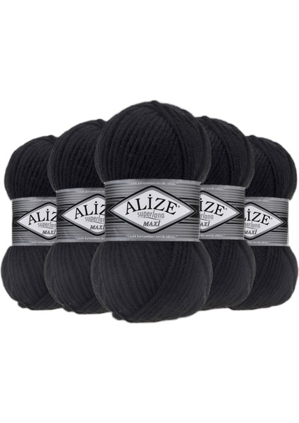Superlana Maxi El Örgü Ipi (500GR) - 60 Siyah