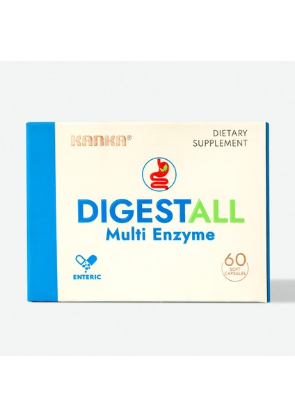 Digestall Multi Enzyme Betain ve Papaya Meyvesi İçeren Takviye 60 Kapsül