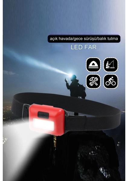 Mini Kafa Lambası 10 Watt Cob Aydınlatmalı 3 Fonksiyonlu Pilli LED Işık XLF502