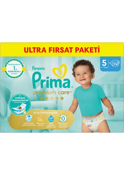 Bebek Bezi Premium Care 5 Numara 74 Adet Ultra Fırsat Paketi