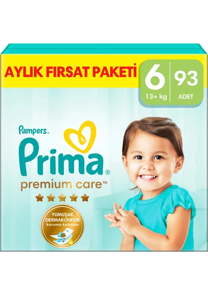 Bebek Bezi Premium Care 6 Numara 93 Adet Aylık Fırsat Paketi