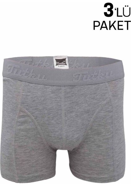 Erkek Elastan Boxer 3 Lü 114 Gri
