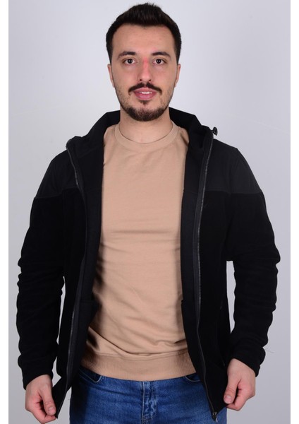 23KCEEO05105 Siyah Önü Fermuarlı Erkek Polar
