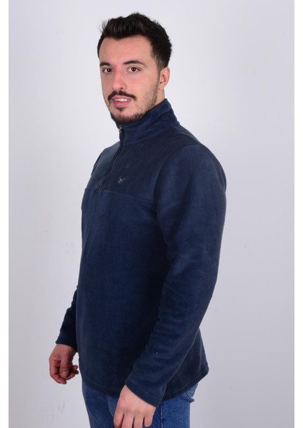 5632 Mavi Önü Fermuarlı Erkek Polar Sweat