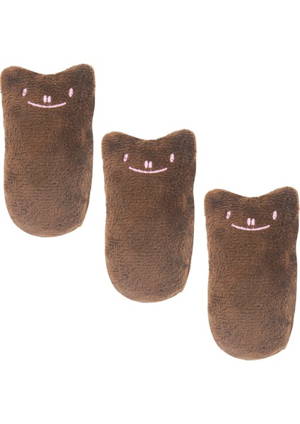 3 Adet Kedi Yüz Ifadesi Peluş Oyuncak-Kahve (Yurt Dışından)