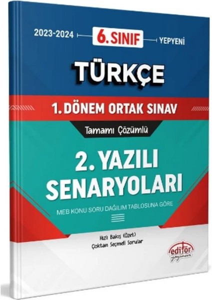 6. Sınıf Türkçe 1. Dönem Ortak Sınavı 2. Yazılı Senaryoları Tamamı Çözümlü