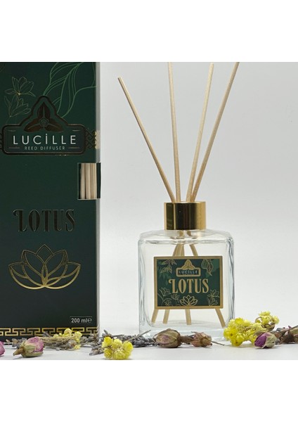 Lotus 200 ml Çubuklu Oda Kokusu Özel Şişe ve Kalıcı Esans