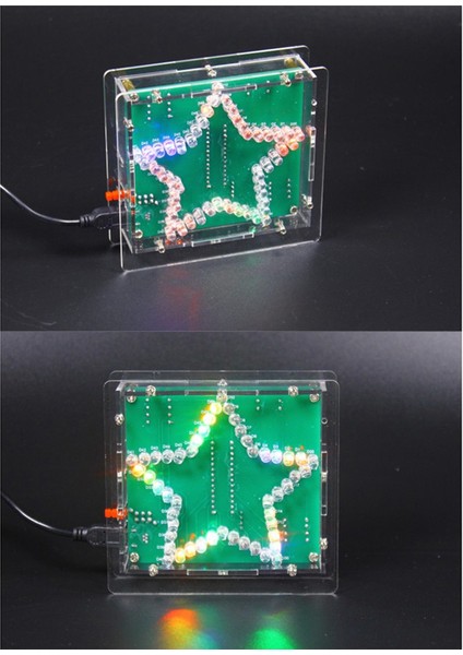 Xhhdqes Dıy Elektronik Kiti Lehimleme Paketi Renkli Beş Köşeli Yıldız LED Yanıp Sönen Kayan Işık Devre Kartı Kiti, Kabuk ile (Yurt Dışından)