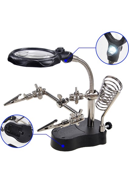 Kaynak Büyüteçli Havya Masa Braketi Dijital Ekipman LED Lambalı Bakım Aracı Masası (Yurt Dışından) modelleri