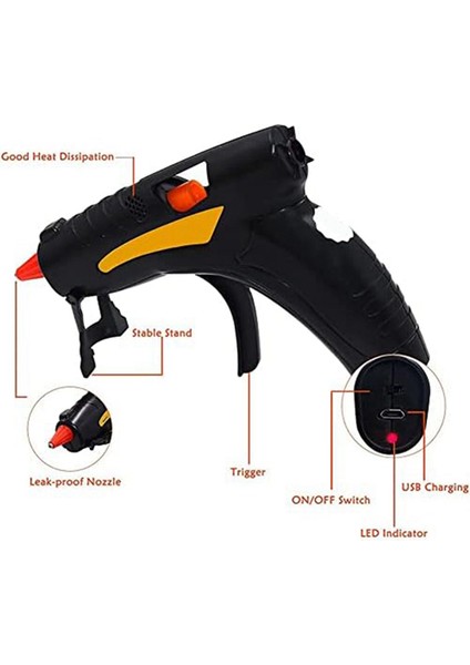 Kablosuz USB Şarj Edilebilir Sıcak Tutkal Tabancası, 10 Adet Tutkal Çubukları ile Sanat, Ev Onarımları Için Uygun (Yurt Dışından) fırsatları