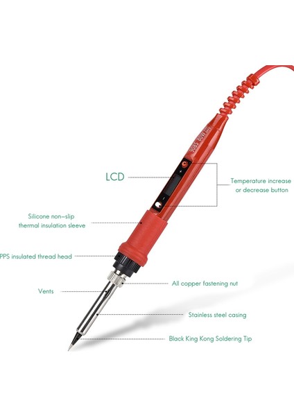 NANLIY-220V 80W LCD Sıcaklık Ayarlanabilir Havya, Yüksek Kaliteli Havya Ucu ve Kiti, Ab Tak (Yurt Dışından) fırsatları