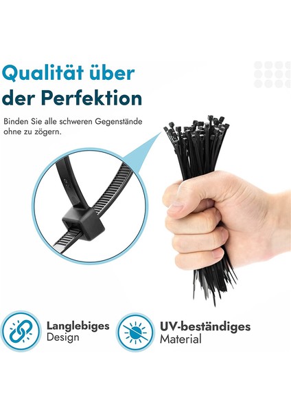 500 Adet Kablo Bağları Siyah Hava Koşullarına ve Isıya Dayanıklı Kablo Bağları Boyutları 100X2.5MM,150X2.5MM,200X3.6MM,300X3.6MM (Yurt Dışından) modelleri