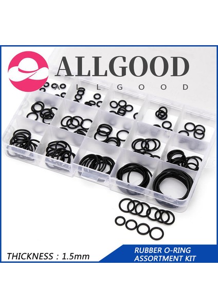 [allgood] Oring Nbr Nitril Kauçuk O Halkalar Kauçuk O Ring Conta Çeşitleri Kit Seti Kauçuk Kutu Yağ Direnci Aşınma Direnci Su Geçirmez O Ring Kauçuk Conta Contası (Yurt Dışından)