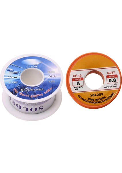Kalay Kurşun Lehim Çekirdek Akı Lehimleme Kaynak Lehim Teli Makara Makarası 0.8mm 63/37 + Katı Lehim 0.3mm Dia Akı Çekirdek 63% Kalay 37% Kurşun Uzun Tel Makara 2 Parça Set (Yurt Dışından)