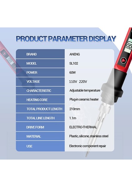 Aneng 60W Dijital Elektrikli Havya Sıcaklığı Ayarlanabilir 220V 110V Kaynak Aracı Seramik Isıtıcı Lehimleme Ipuçları (Yurt Dışından) fırsatları