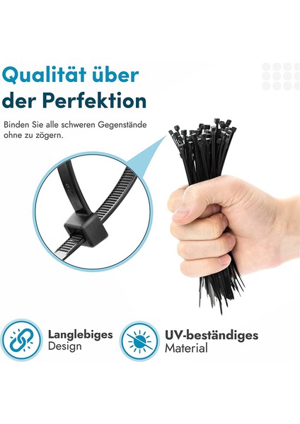 500 Adet Hava ve Isıya Dayanıklı Kablo Bağları Uv Dayanıklı Kablo Bağları Boyutları 100X2.5MM,150X2.5MM,200X3.6MM,300X3.6MM (Yurt Dışından)