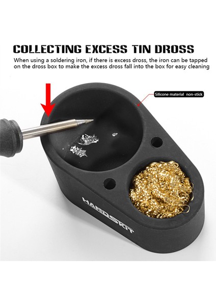 Handskıt 1 Takım Havya Kafa Silikon Cüruf Kutusu Kalay Giderici Temizleyici Topu Tel Teneke Cüruf Kutusu Siyah (Yurt Dışından) fiyatları