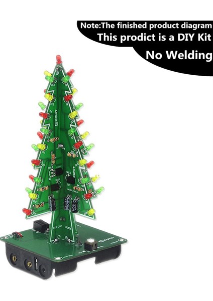 Eeqkıt Dıy Noel Ağaçları Lehimleme Projesi, 3D Noel Ağaçları LED Seti Kiti Dıy Elektronik Kiti Lehimleme Montaj 7 Renk Eğlence Kiti (Yurt Dışından)