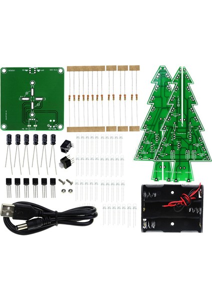 Eeqkıt Dıy Noel Ağaçları Lehimleme Projesi, 3D Noel Ağaçları LED Seti Kiti Dıy Elektronik Kiti Lehimleme Montaj 7 Renk Eğlence Kiti (Yurt Dışından)