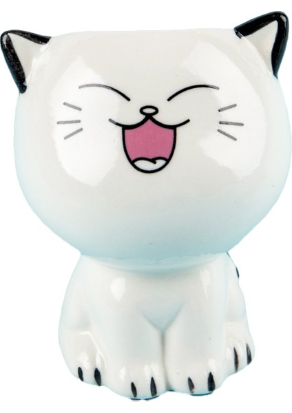 Seramik Saksı Mini Kedi Şekilli Karikatür Masaüstü Saksı Ifade Kedi Saksı Masası Süslemeleri Süs Jessica (Yurt Dışından)