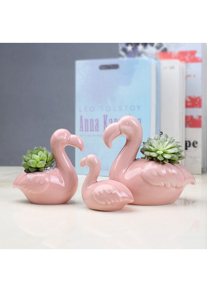Etli Bitki Ardening Için Seramik Saksı Karikatür Flamingo Şekli Dekor (Yurt Dışından) modelleri