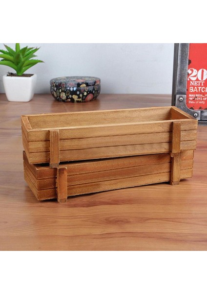 Ahşap Ekici Kutusu Bahçe Yard Dikdörtgen Çiçek Etli Konteyner Bitki Pot (Yurt Dışından)