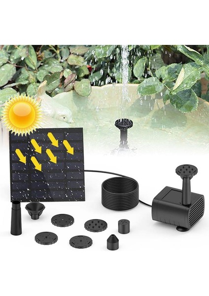 1pc 6 Sprey Başlıkları Güneş Enerjili Su Çeşmesi Su Pompası Seti Açık Kuş Banyosu, Gölet, Havuz, Bahçe, Balık Tankı (Güneş Paneli: 11X11CM) (Yurt Dışından)