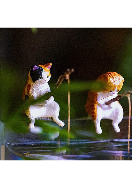 Adet Yeni Balıkçılık Kedi Süsler Akvaryum Dekorasyon Balık Peyzaj Karikatür Kedi Heykeli Mini Reçine Heykelcik Ev Dekorasyonu Jessica (Yurt Dışından) fiyatları