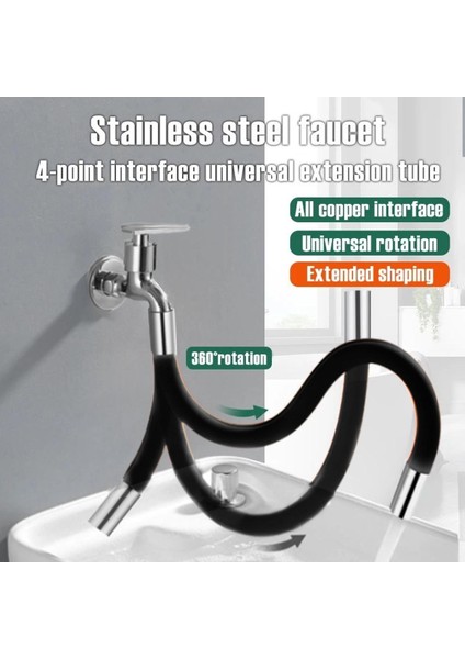 Evrensel Musluk Uzatma Genişletici 360 ° Dönme Ayarı Sıçramaya Dayanıklı Uzatma Tüpü Mutfak Banyo Musluklar Meme Adaptörü (Yurt Dışından)