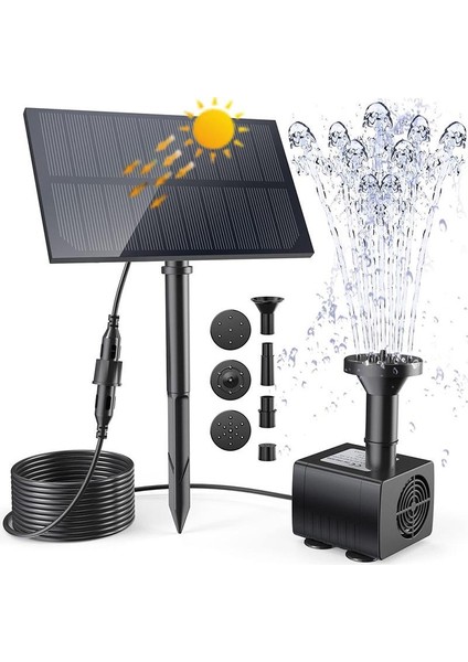 Açık Kuş Banyosu, Gölet, Havuz, Bahçe, Balık Tankı, Avlu Için 4 Nozullu Güneş Çeşmesi Su Pompası Kiti (Yurt Dışından)