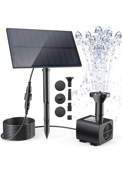 Açık Kuş Banyosu, Gölet, Havuz, Bahçe, Balık Tankı, Avlu Için 4 Nozullu Güneş Çeşmesi Su Pompası Kiti (Yurt Dışından) fiyatları