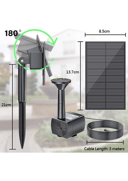 Açık Kuş Banyosu, Gölet, Havuz, Bahçe, Balık Tankı, Avlu Için 4 Nozullu Güneş Çeşmesi Su Pompası Kiti (Yurt Dışından) fırsatları