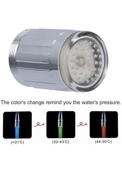 Su Musluğu Glow Duş LED Musluk Işık Sıcaklık Sensörü 3 Renkli Rgb Renkli (Yurt Dışından)