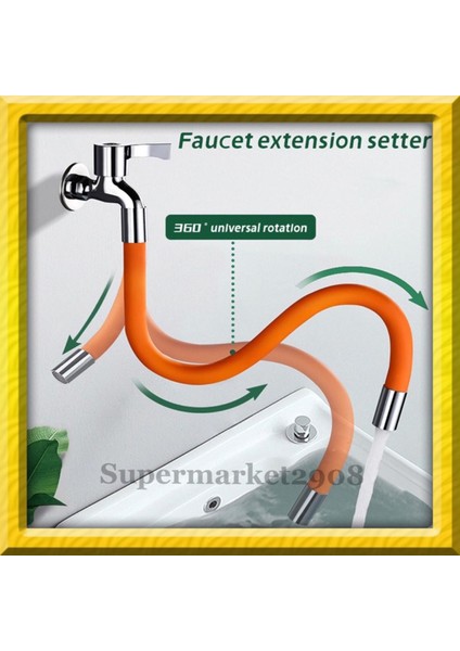 Su Musluk Bağlantı Hortumu Esnek Hortum 20-30 cm Uzatma 360 Derece-Turuncu (Yurt Dışından)
