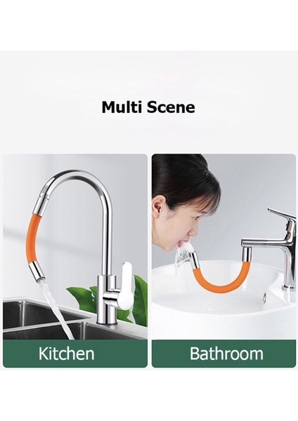 Su Musluk Bağlantı Hortumu Esnek Hortum 20-30 cm Uzatma 360 Derece-Turuncu (Yurt Dışından) indirimleri